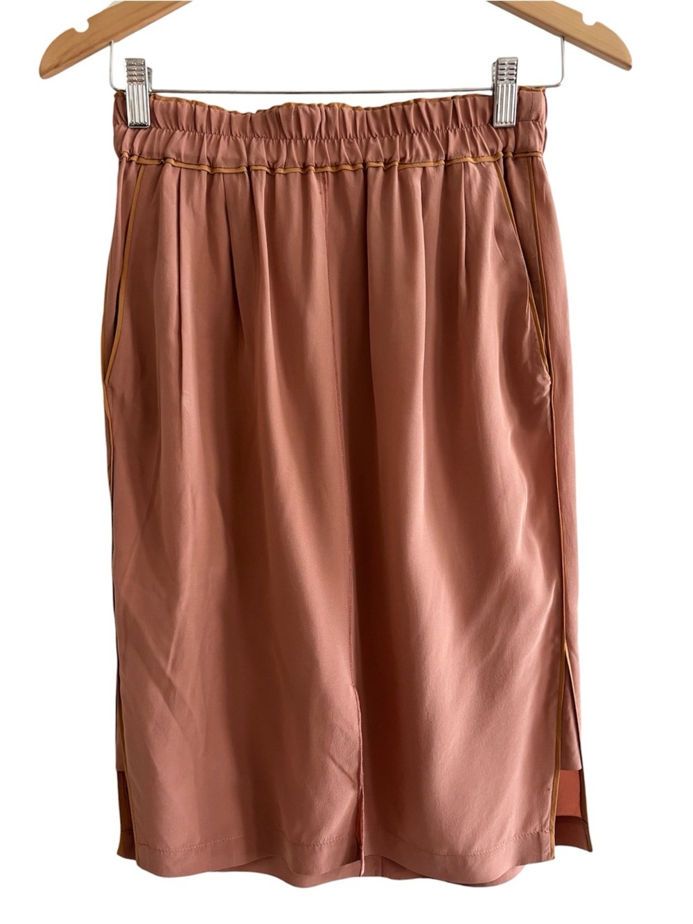 Aritzia le fou Wilfred Silk Dusty Rose Mini Skirt Piping